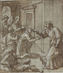 Szent Lőrinc, aki a vakokat gyógyítja alkotó: Giovanni Battista Pozzi