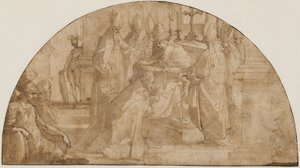 Püspökké szentelő pápa: lunettára való tanulmány alkotó: Giovanni Battista Ricci