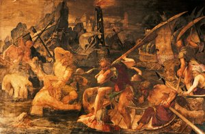 Tengeri harc, I. Ferenc freskó Galéria, Chateau de Fontainebleau (az UNESCO világörökség része). alkotó: Giovanni Battista Rosso Fiorentino