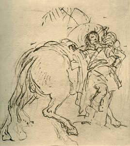 Egy lovas lovára támaszkodva, 1740-es évek, 1928 alkotó: Giovanni Battista Tiepolo