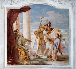 Aeneis bemutatja Ascaniusnak álcázott Ámort Didónak, az Aeneis szobájából a Palazzinában, 1757 alkotó: Giovanni Battista Tiepolo