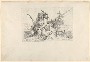 Bacchant, Satyr és Fauness, a Scherziből, kb. 1740. alkotó: Giovanni Battista Tiepolo