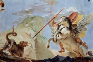 Bellerophon, Pegasus lovaglása, Chimaera megölése, mennyezeti freskó részlete lásd még 64554 alkotó: Giovanni Battista Tiepolo