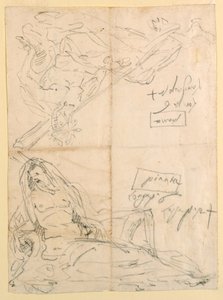 Rajz, Két vázlat a folyami istenekről, 1750 körül. alkotó: Giovanni Battista Tiepolo