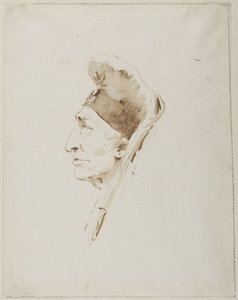 Egy idős férfi profilból látható feje, egzotikus fejdíszben alkotó: Giovanni Battista Tiepolo