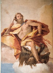 Jove the Thunderer with Eagle, az olimpiai istenségek szobájából a Foresteriában (Vendégház) 1757 alkotó: Giovanni Battista Tiepolo