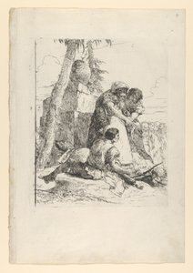 Mágus, aki égő fejet mutat két fiatalnak, a Scherziből, kb. 1743-50. alkotó: Giovanni Battista Tiepolo