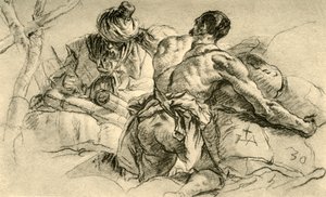 Keleti kereskedők árubálákkal, 1753, 1928 alkotó: Giovanni Battista Tiepolo
