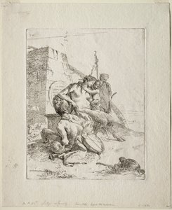 Scherzi di Fantasia: Szatír család az obeliszkszel alkotó: Giovanni Battista Tiepolo