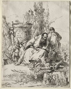 Scherzi: ülő bűvész, fiú és négy figura, 1735-40.