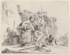 Ülő fiatalok urnának dőlve alkotó: Giovanni Battista Tiepolo