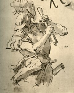 Katona ütésre felemeli a karját, 18. század közepe, 1928 alkotó: Giovanni Battista Tiepolo