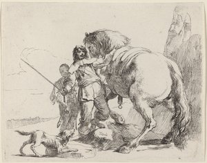 Katona lóval és kísérővel alkotó: Giovanni Battista Tiepolo