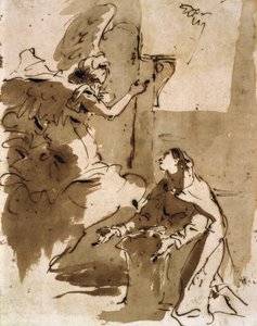 Az Angyali üdvözlet (toll és barna tinta és barna mosás papíron) alkotó: Giovanni Battista Tiepolo