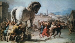 A trójai faló körmenete Trójába, 1760 alkotó: Giovanni Battista Tiepolo