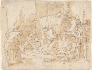 Iphigenia feláldozása (recto) / Egy férfi akt tanulmányozása (verso) alkotó: Giovanni Battista Tiepolo
