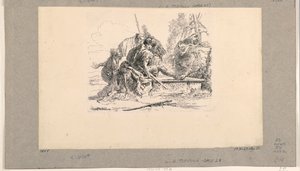 Két katona és két nő, a Vari Capricciból alkotó: Giovanni Battista Tiepolo
