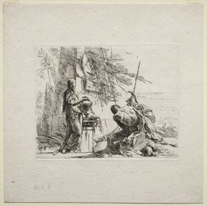 Különféle szeszélyek: A nő kezekkel a vázán áll alkotó: Giovanni Battista Tiepolo