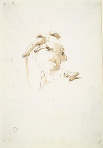 Járó férfialak alulról ferdén nézve alkotó: Giovanni-Battista Tiepolo