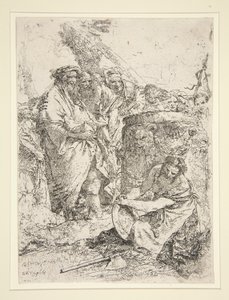 Térdelő és edényt tartó nő, a Scherzi sorozatból alkotó: Giovanni-Battista Tiepolo