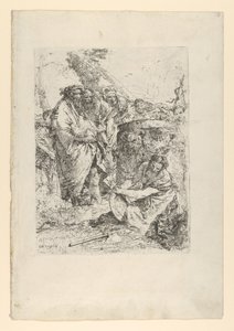 Varázslók és más alakok előtt térdelő nő a Scherziből, kb. 1743-50. alkotó: Giovanni Battista Tiepolo
