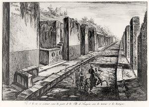 Kilátás Pompei város kapujának utcájára, G.B. Antiquites de Pompeiából. Piranesi, metszett Francesco Piranesi (1758-1810) 1804 alkotó: Giovanni Battista Piranesi