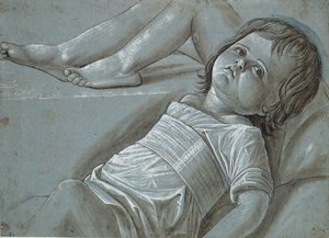 Tanulmány a csecsemő Krisztus fekvő alakjához, 15. század vége. alkotó: Giovanni Bellini