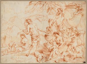 Bacchanal Herm előtt, 1660-as évek eleje. alkotó: Giovanni Benedetto Castiglione