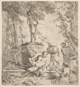 Bacchanal az istenek oltárja előtt, kb. 1645. alkotó: Giovanni Benedetto Castiglione