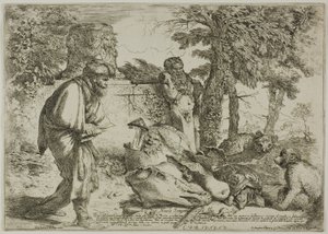 Diogenész becsületes embert keres alkotó: Giovanni Benedetto Castiglione