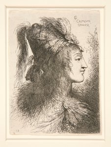 Jobbra néző ábra, a Small Studies of Heads sorozatból alkotó: Giovanni Benedetto Castiglione