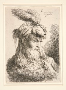 Jobbra néző ábra, a Small Studies of Heads sorozatból alkotó: Giovanni Benedetto Castiglione