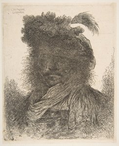 Egy árnyékban lévő férfi feje enyhén balra fordult, a Nagy vagy... sorozatból, kb. 1645-1650. alkotó: Giovanni Benedetto Castiglione
