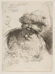 Egy öreg szakállas férfi feje turbánnal, a Kis fejek sorozatból Orie..., kb. 1645-1650. alkotó: Giovanni Benedetto Castiglione