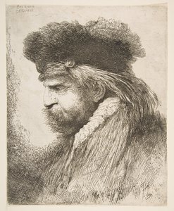 Egy öregember feje balra néz, a Nagy keleti fejek sorozatból, kb. 1645-50. alkotó: Giovanni Benedetto Castiglione