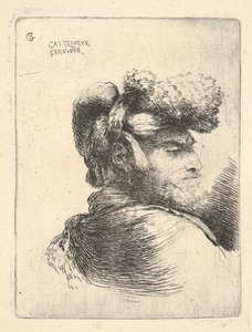 Férfi jobbra néz, prémes sapkát visel, a Kis fejek sorozatából, kb. 1645-1650. alkotó: Giovanni Benedetto Castiglione