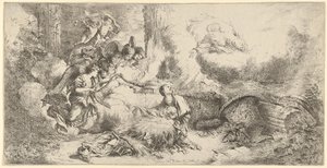 Születés az Atyaistennel és az angyalokkal, kb. 1647-50. alkotó: Giovanni Benedetto Castiglione