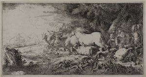 Noé és az állatok belépnek a bárkába alkotó: Giovanni Benedetto Castiglione