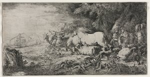 Noé és az állatok belépnek a bárkába, 1650-1655. alkotó: Giovanni Benedetto Castiglione