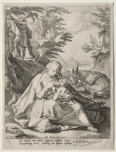 Pihenjen az egyiptomi repülésen alkotó: Giovanni Benedetto Castiglione