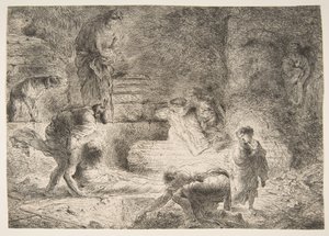 Tobit temetni a halottakat, kb. 1647-51. alkotó: Giovanni Benedetto Castiglione