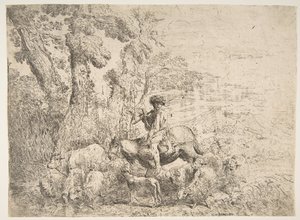 Fiatal pásztor lóháton, 1638. alkotó: Giovanni Benedetto Castiglione