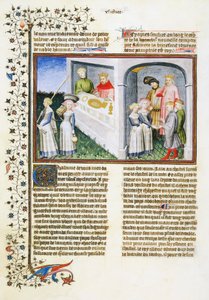 Madonna Dianora megígéri magát Messer Ansaldónak kertért; Messer Ansaldo nekromantát alkalmaz, és a kertjét adja; Madonna Dianora elmondja férjének, Gilbertónak ígéretét, aki megbocsát neki