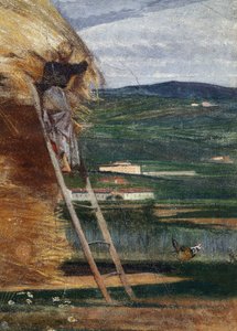 Szénakazal, paraszt a létrán alkotó: Giovanni Boldini