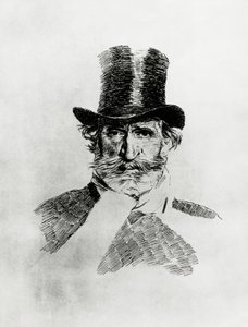 Giuseppe Verdi (1813-1901) olasz zeneszerző portréja, Giovanni Boldini (1842-1931) rajza alkotó: Giovanni Boldini