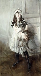 Josefina Errazuriz portréja macskát tart, 1910 alkotó: Giovanni Boldini