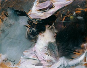 Lina Cavalieri portréja új kalappal, Giovanni Boldini (1842-1931) alkotó: Giovanni Boldini