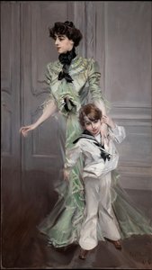 Hugo asszony és fia portréja, 1898. alkotó: Giovanni Boldini