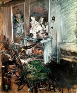 Bernini „bíboros” a festőszobában. Giovanni Boldini (1842-1931) festménye 1899 körül. Olaj, vászon. Mérete: 53x46 cm. Pistoia, Boldini kollekció alkotó: Giovanni Boldini