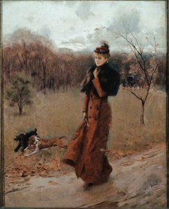 Séta a nápolyi parkba (olaj, vászon) alkotó: Giovanni Boldini